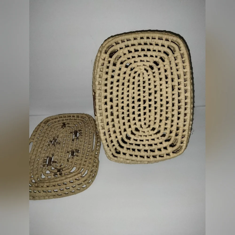 Multi Purpose Hand Woven Double Handle Yucca Basket with Top Cover